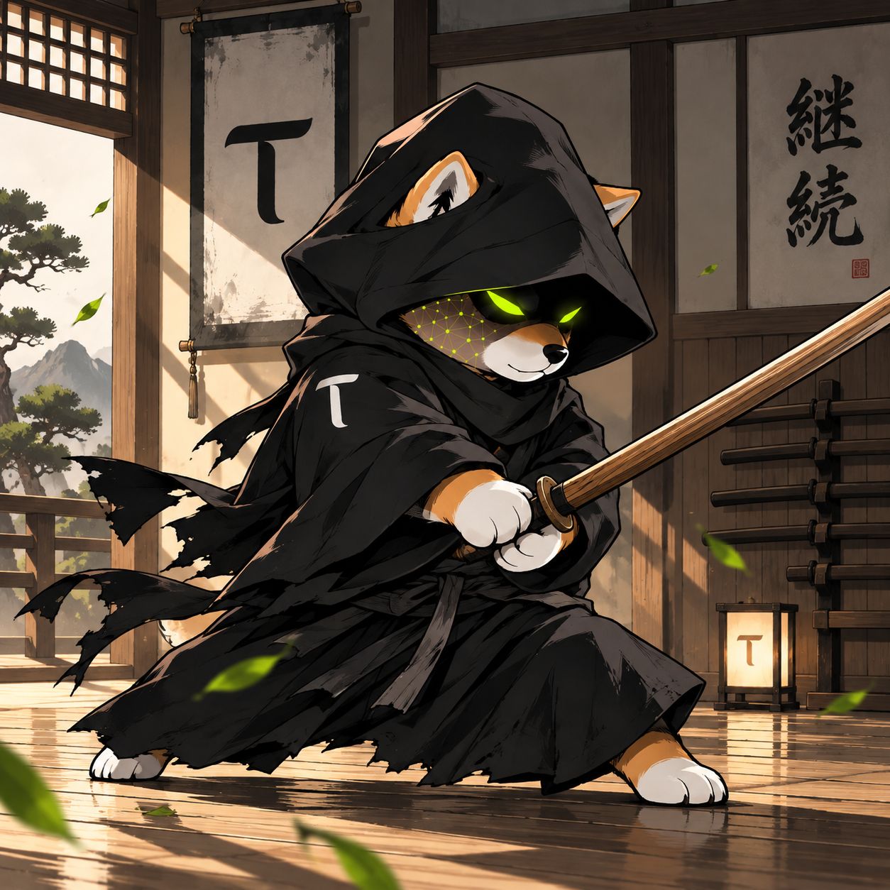 The ronin training in the dojo